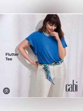 CAbi Flutter Tee in Bright Blue - Women's Short Sleeve Top